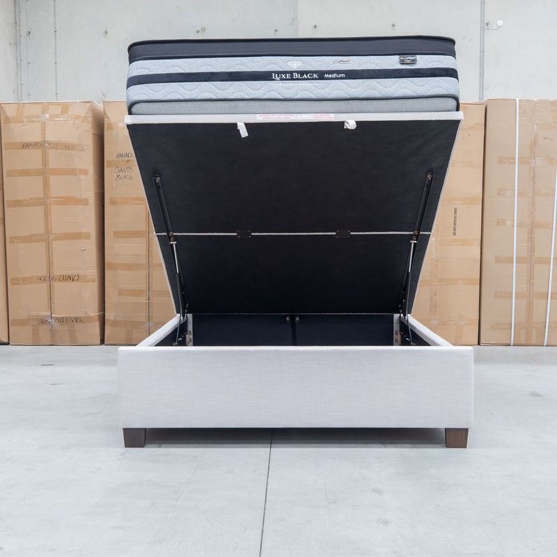 The Sloane Queen Fabric Gas Lift Bed - Oat