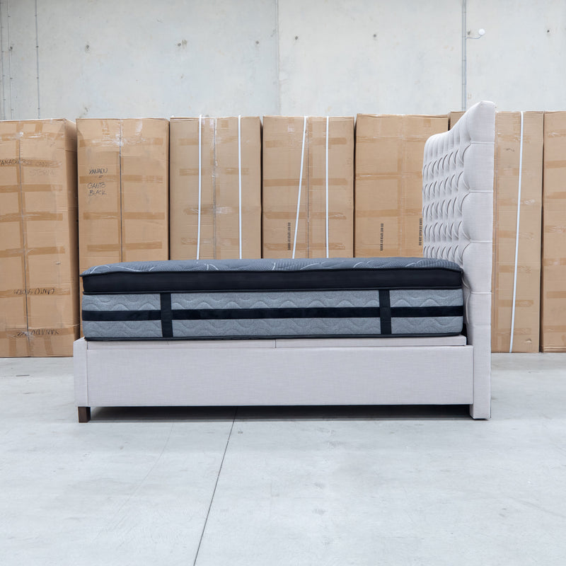 The Sloane Queen Fabric Gas Lift Bed - Oat