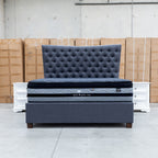 The Sloane King Fabric Gas Lift Bed - Charcoal available to purchase from Warehouse Furniture Clearance at our next sale event.