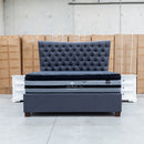 The Sloane King Fabric Gas Lift Bed - Charcoal available to purchase from Warehouse Furniture Clearance at our next sale event.
