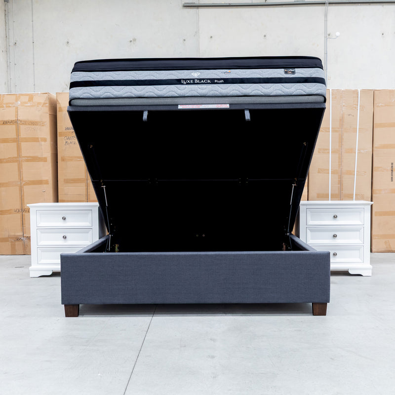 The Sloane Queen Fabric Gas Lift Bed - Charcoal