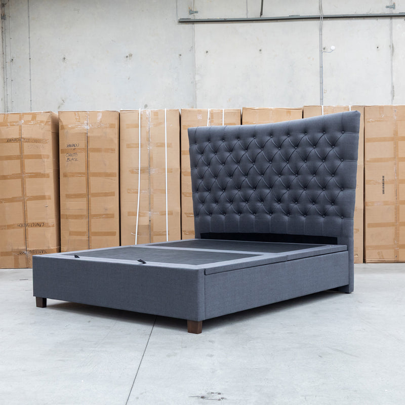 The Sloane Queen Fabric Gas Lift Bed - Charcoal