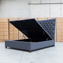 The Sloane King Fabric Gas Lift Bed - Charcoal available to purchase from Warehouse Furniture Clearance at our next sale event.