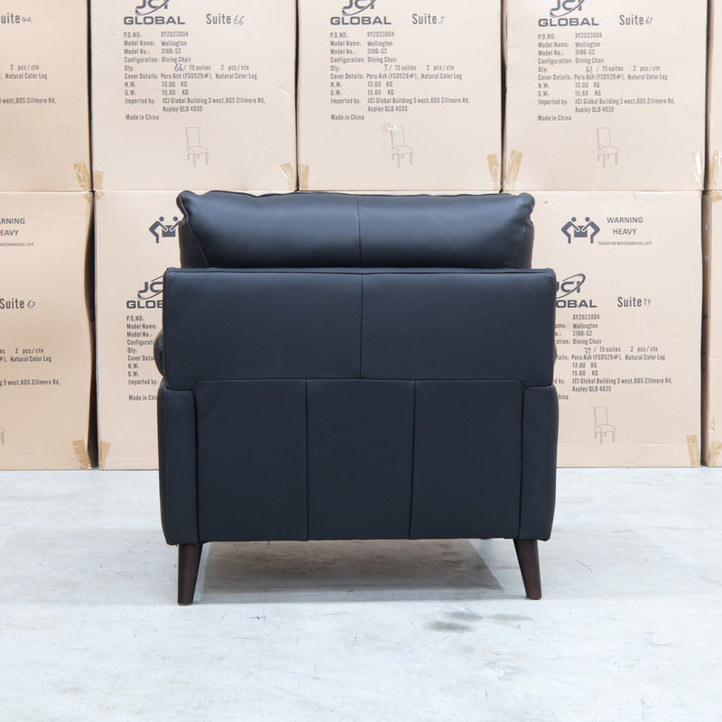 The Sabino Leather Single Armchair - Jet Black available to purchase from Warehouse Furniture Clearance at our next sale event.