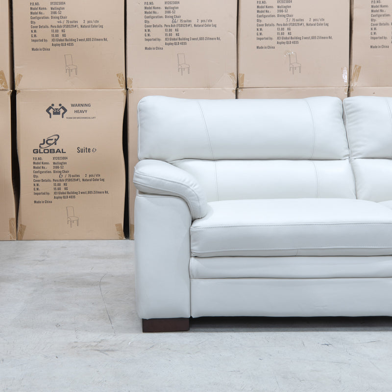 The Denton Leather Two Seater Sofa - Bianco available to purchase from Warehouse Furniture Clearance at our next sale event.