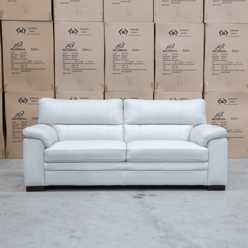 The Denton Three Seater Leather Sofa - Bianco available to purchase from Warehouse Furniture Clearance at our next sale event.