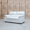 The Denton Leather Two Seater Sofa - Bianco available to purchase from Warehouse Furniture Clearance at our next sale event.