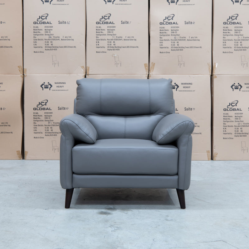 The Sabino Leather Single Armchair - Dark Grey available to purchase from Warehouse Furniture Clearance at our next sale event.