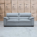 The Denton Three Seater Leather Sofa - Light Grey available to purchase from Warehouse Furniture Clearance at our next sale event.