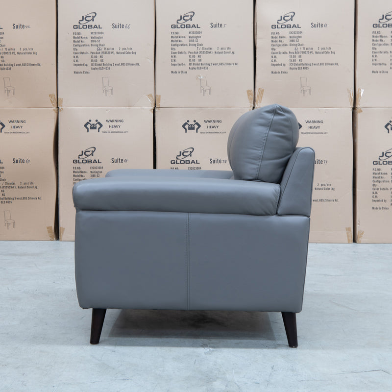 The Sabino Leather Single Armchair - Dark Grey available to purchase from Warehouse Furniture Clearance at our next sale event.