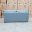 The Denton Three Leather Seater Sofa - Sky available to purchase from Warehouse Furniture Clearance at our next sale event.