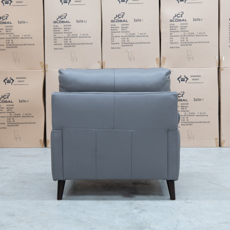 The Sabino Leather Single Armchair - Dark Grey available to purchase from Warehouse Furniture Clearance at our next sale event.