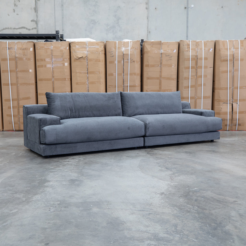 The Solstice Feather & Foam Oversized Four Seat Sofa - Carbon available to purchase from Warehouse Furniture Clearance at our next sale event.