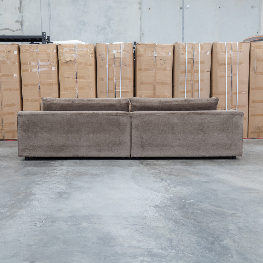 The Solstice Feather & Foam Oversized Four Seat Sofa - Chocolate available to purchase from Warehouse Furniture Clearance at our next sale event.