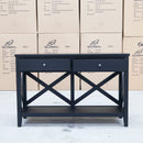 The Somerton 2 Drawer Black Hall Table available to purchase from Warehouse Furniture Clearance at our next sale event.