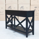 The Somerton 2 Drawer Black Hall Table available to purchase from Warehouse Furniture Clearance at our next sale event.