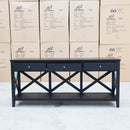 The Somerton 3 Drawer Black Hall Table available to purchase from Warehouse Furniture Clearance at our next sale event.