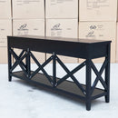 The Somerton 3 Drawer Black Hall Table available to purchase from Warehouse Furniture Clearance at our next sale event.