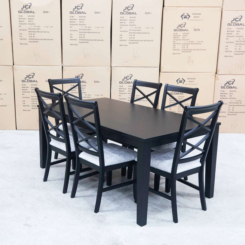 The Somerton 240cm Black Dining Table available to purchase from Warehouse Furniture Clearance at our next sale event.