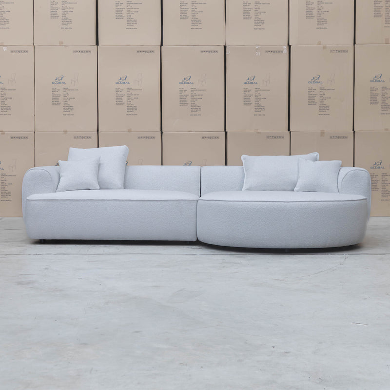The Sorrento Curved RHF Chaise Lounge - Cloud available to purchase from Warehouse Furniture Clearance at our next sale event.