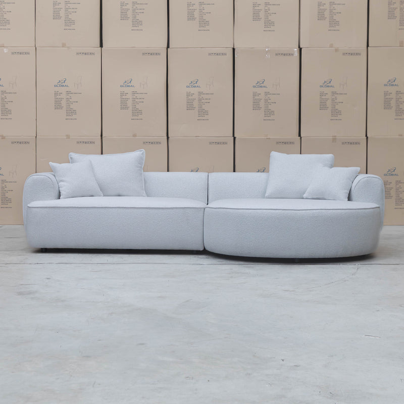 The Sorrento Curved RHF Chaise Lounge - Cloud available to purchase from Warehouse Furniture Clearance at our next sale event.