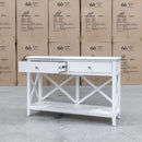 The Southampton 2 Drawer White Hall Table available to purchase from Warehouse Furniture Clearance at our next sale event.