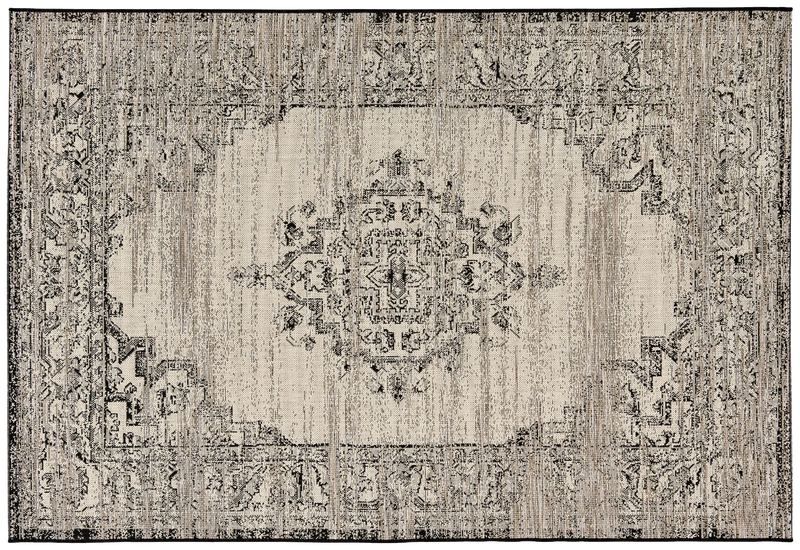 The St Tropez Indoor/Outdoor Polypropylene Heritage Medallion Rug - Beige/Grey - MC08-6 - Available In-Store Only available to purchase from Warehouse Furniture Clearance at our next sale event.