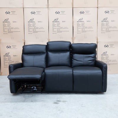 The Stanford Dual-Motor 3 Seat Recliner Suite - Black Leather available to purchase from Warehouse Furniture Clearance at our next sale event.