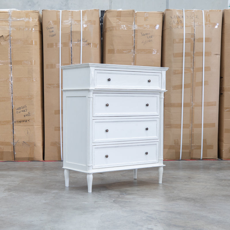 Bruges Antique White Four Drawer Tallboy