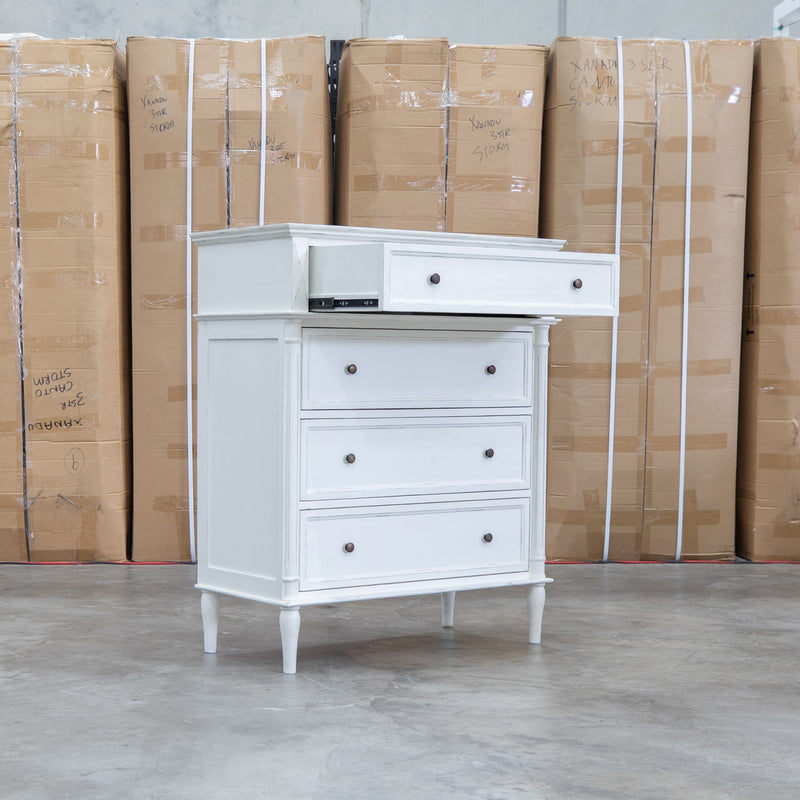 Bruges Antique White Four Drawer Tallboy