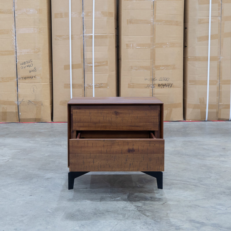 Perth 2 Drawer Bedside - Weathered Brown