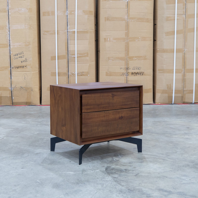 Perth 2 Drawer Bedside - Weathered Brown