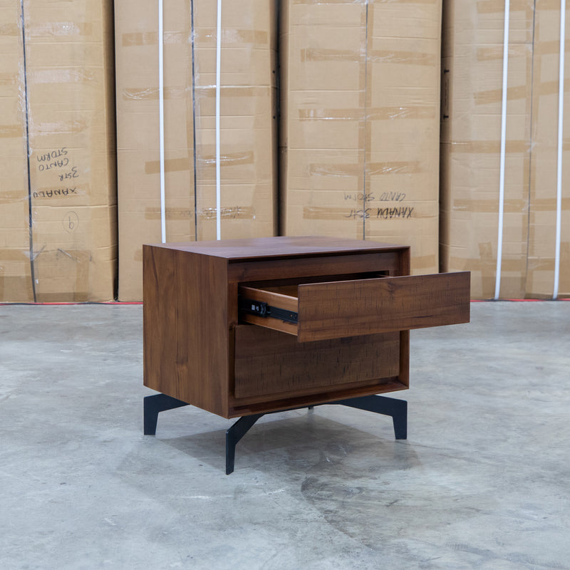 Perth 2 Drawer Bedside - Weathered Brown