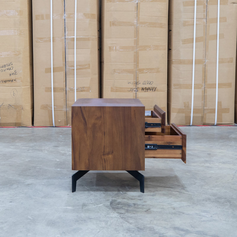 Perth 2 Drawer Bedside - Weathered Brown