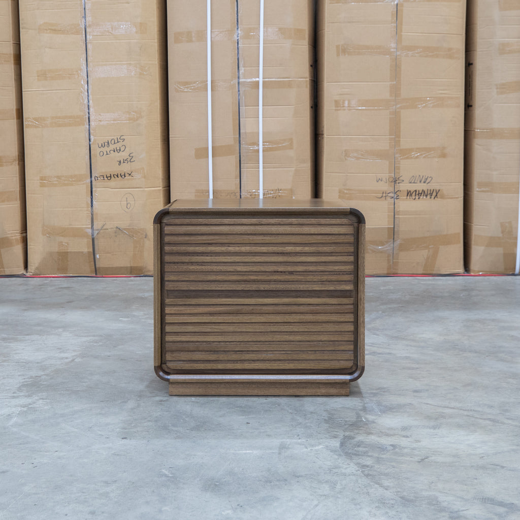 The Southport Two Drawer Australian Messmate Hardwood Bedside - Smoke available to purchase from Warehouse Furniture Clearance at our next sale event.