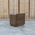The Southport Two Drawer Australian Messmate Hardwood Bedside - Smoke available to purchase from Warehouse Furniture Clearance at our next sale event.