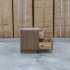The Southport Two Drawer Australian Messmate Hardwood Bedside - Smoke available to purchase from Warehouse Furniture Clearance at our next sale event.