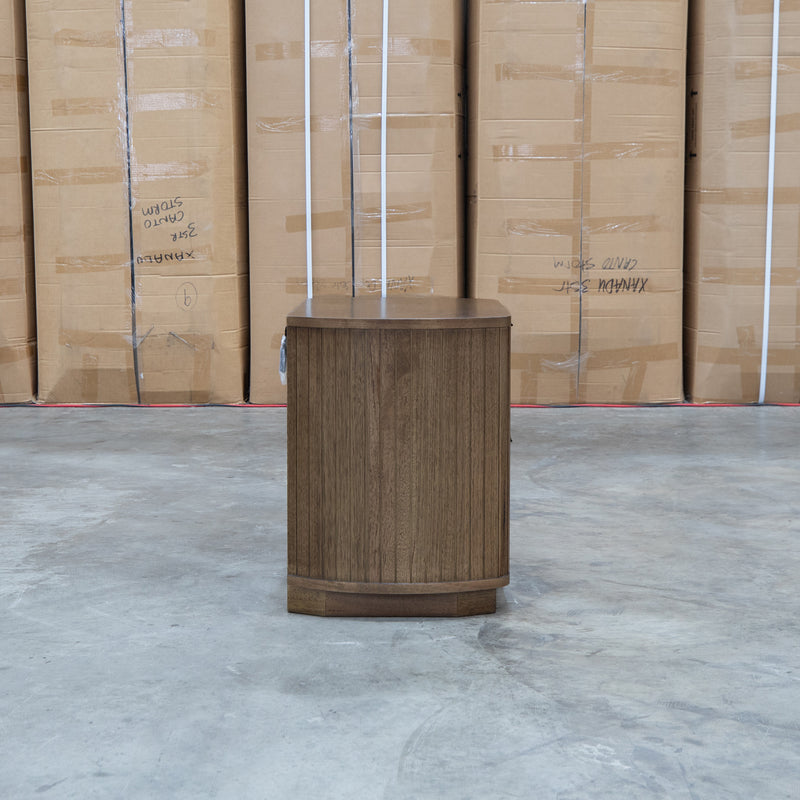 Bentley Curved Two Drawer Australian Messmate Hardwood Bedside - Smoke