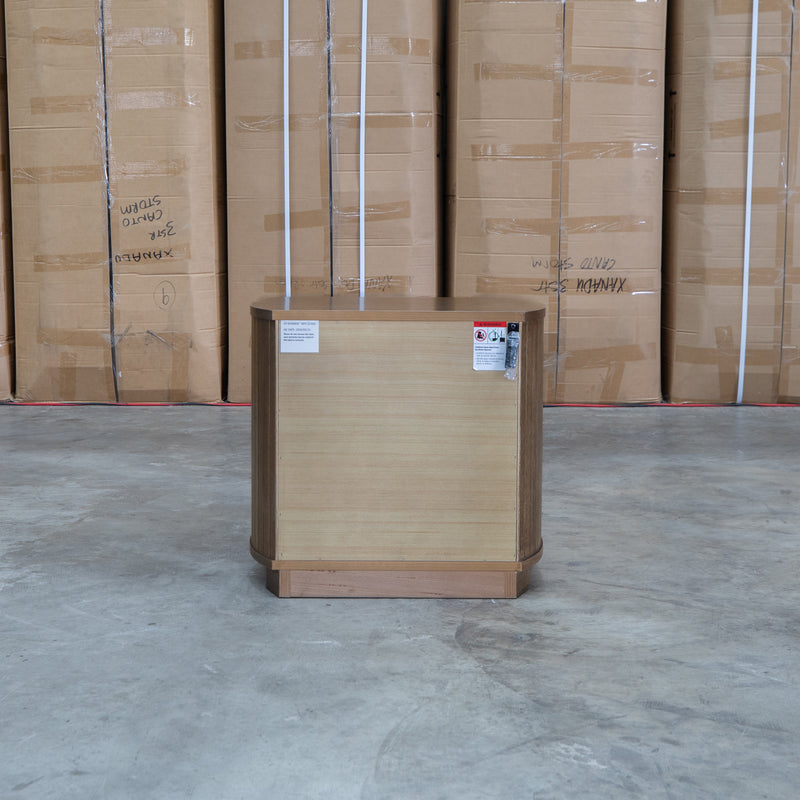 Bentley Curved Two Drawer Australian Messmate Hardwood Bedside - Smoke