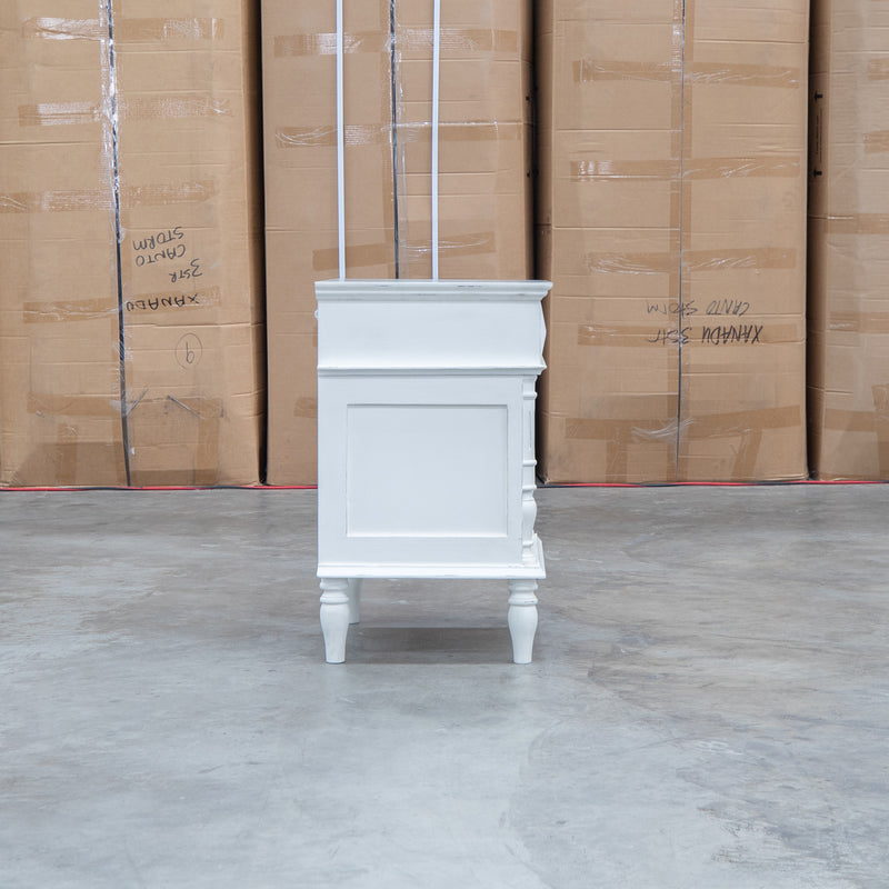 Bruges Three Drawer Antique White Bedside