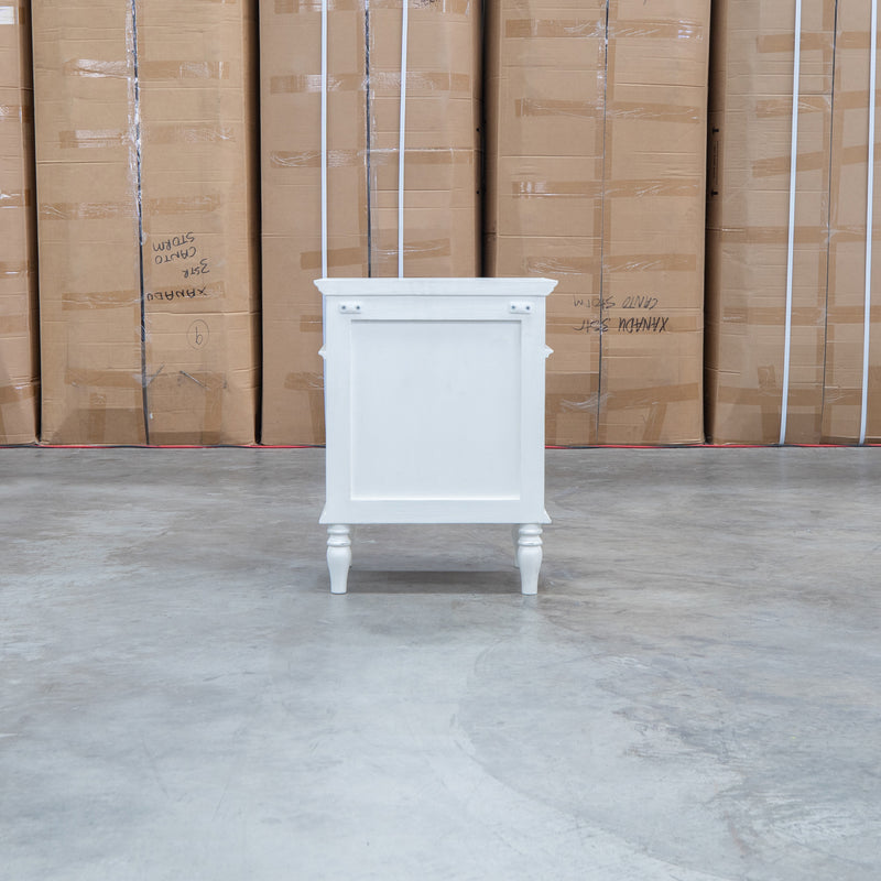 Bruges Three Drawer Antique White Bedside