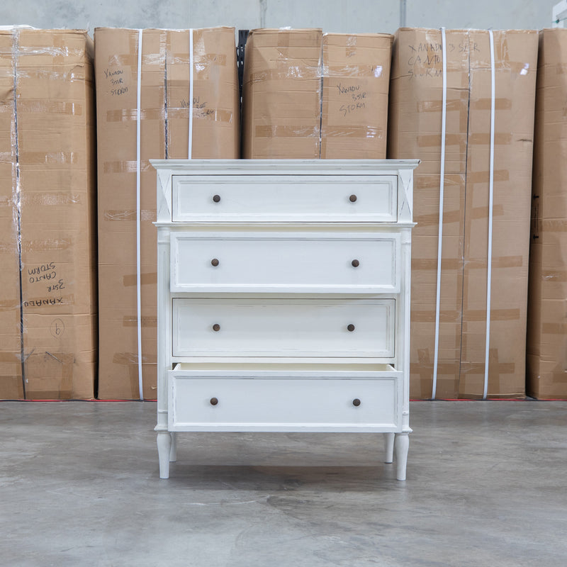 Bruges Antique White Four Drawer Tallboy