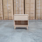 The Benton 1 Drawer/ 1 Shelf Bedside - Natural available to purchase from Warehouse Furniture Clearance at our next sale event.