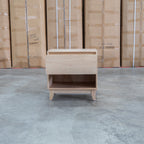 The Benton 1 Drawer/ 1 Shelf Bedside - Natural available to purchase from Warehouse Furniture Clearance at our next sale event.