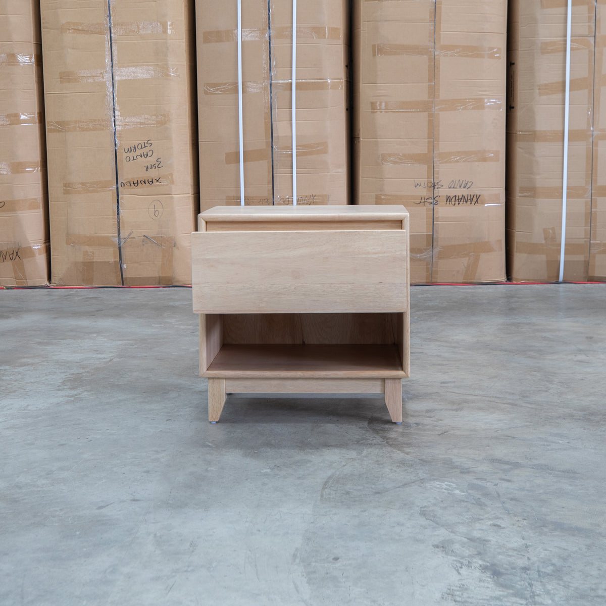 The Benton 1 Drawer/ 1 Shelf Bedside - Natural available to purchase from Warehouse Furniture Clearance at our next sale event.
