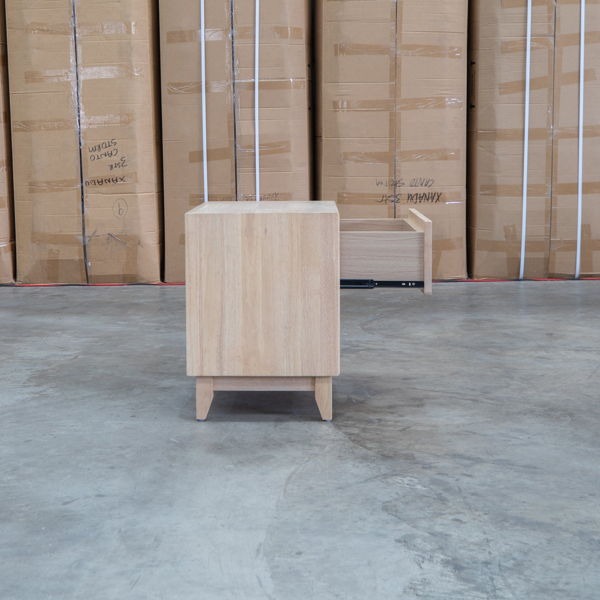 The Benton 1 Drawer/ 1 Shelf Bedside - Natural available to purchase from Warehouse Furniture Clearance at our next sale event.