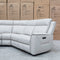 The Stratton Modular Corner Lounge with Dual Electric Recliners - Light Grey Leather available to purchase from Warehouse Furniture Clearance at our next sale event.