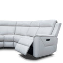 The Stratton Modular Corner Lounge with Dual Electric Recliners - Light Grey Leather available to purchase from Warehouse Furniture Clearance at our next sale event.