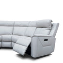 The Stratton Modular Corner Lounge with Dual Electric Recliners - Light Grey Leather available to purchase from Warehouse Furniture Clearance at our next sale event.