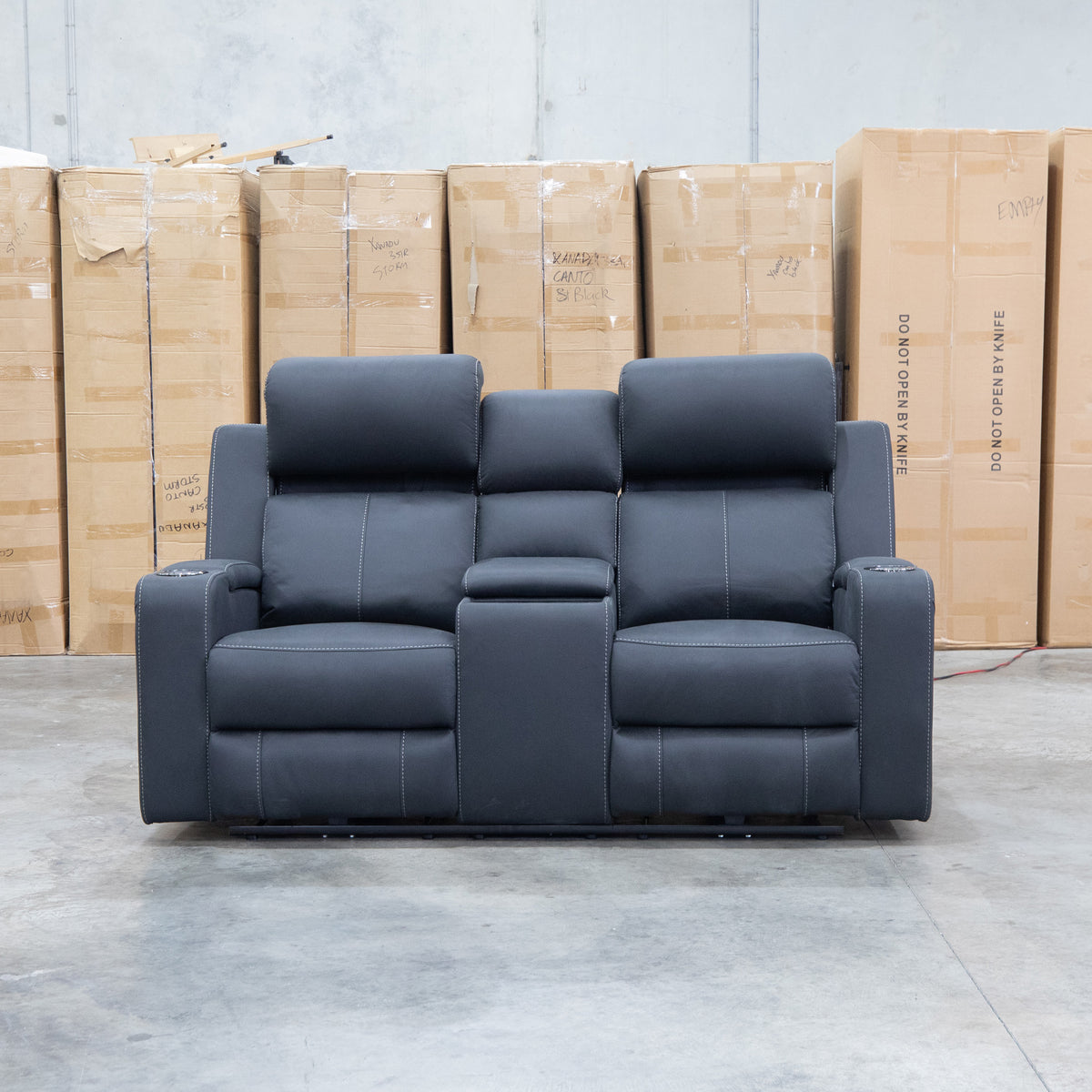 The Stratton Two Seat Triple Motor Recliner Lounge with Air Massager - Jet available to purchase from Warehouse Furniture Clearance at our next sale event.